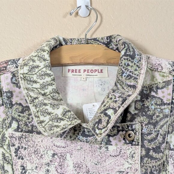 NWT Free People Nadia Moto Jacket Mixed Print ASO Devi Never Have I ever - Picture 11 of 14